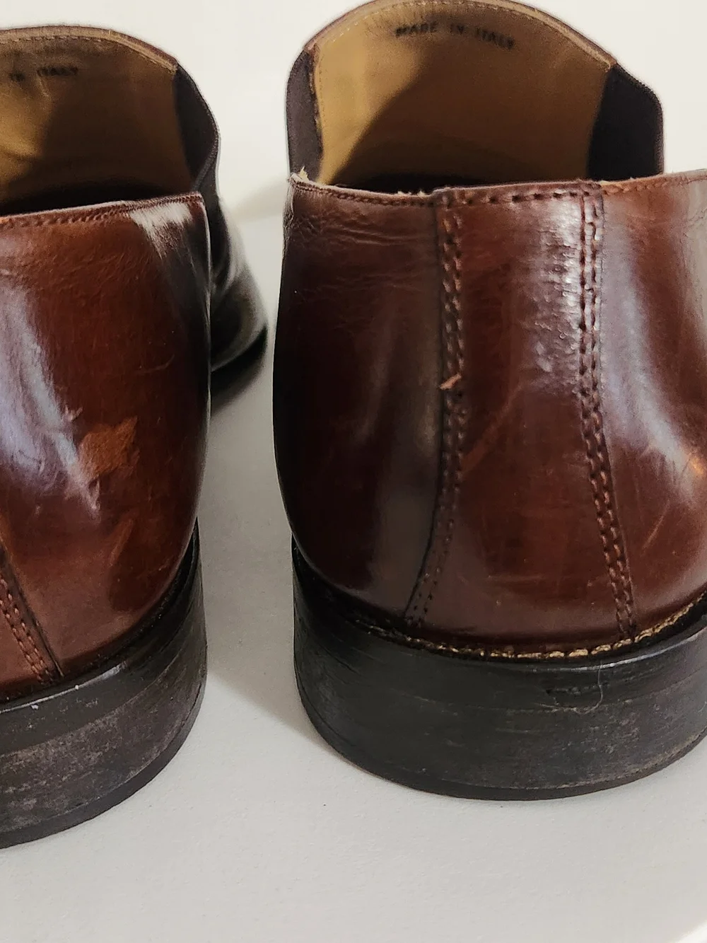 Johnston & Murphy Brown Leather Dress Loafers Size 10 Made in Italy